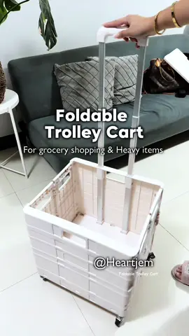 Foldable Trolley Cart. Big help for my grocery shopping & for heavy items. #trolley #foldable #spacesaver #fyp 