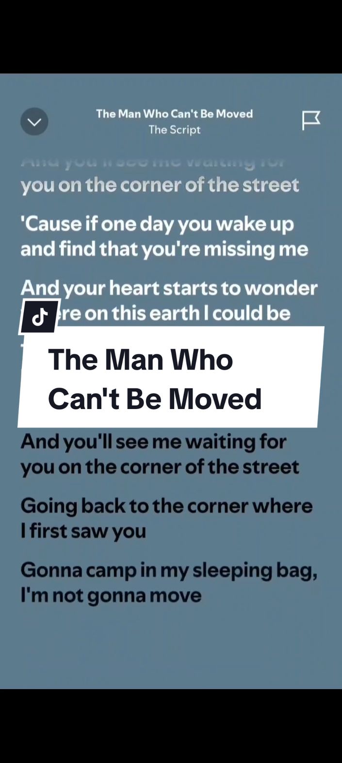 The Script - The Man Who Can't Be Moved (Lyrics) #musicprospect #lyrics #music #sounds #fyp #spotify #fullsong #thescript #themanwhocantbemoved 