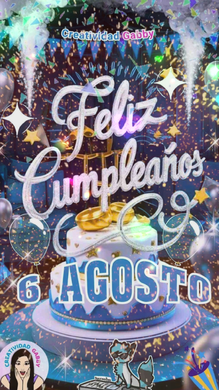 Feliz cumpleaños 6 de agosto Diseño 12 #6 #agosto #felizcumpleaños #happybirthday #fyp #foryou #viral #felicidades #parati  #cumpleaños #cumple 