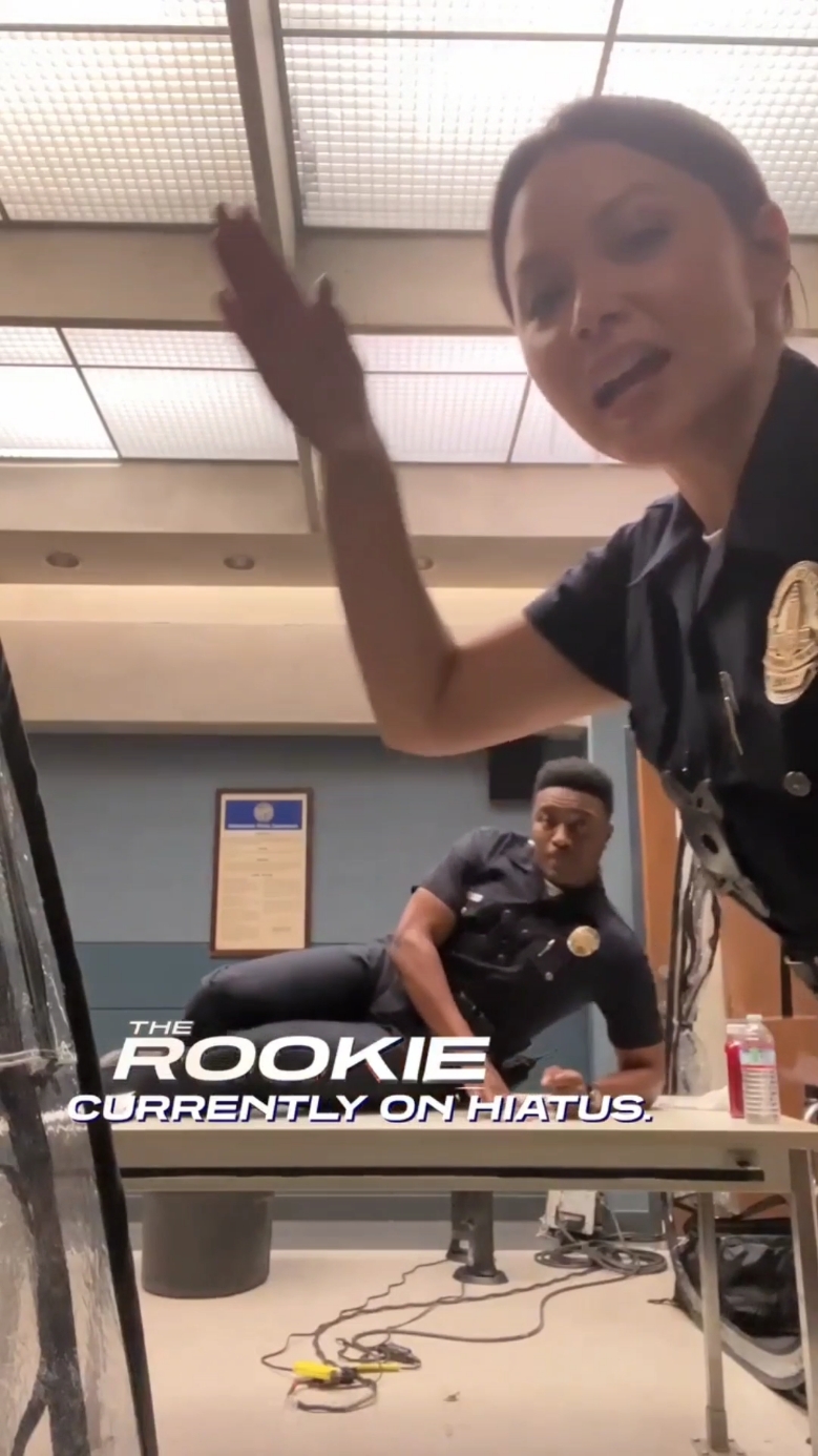 Throwback. Had to remove the date so the delulus don't overthink ✌️😆 but they are coming back on January for Season 7. Will Aaron still be in it? That we have yet to know 👀 📂 therookieabc (IG, December 2022) #therookie #therookieuniverse #behindthescenes #bts #truvalentino #melissaoneil #ericwinter #chenford #lucychen #timbradford #aaronthorsen #therookiearchive 