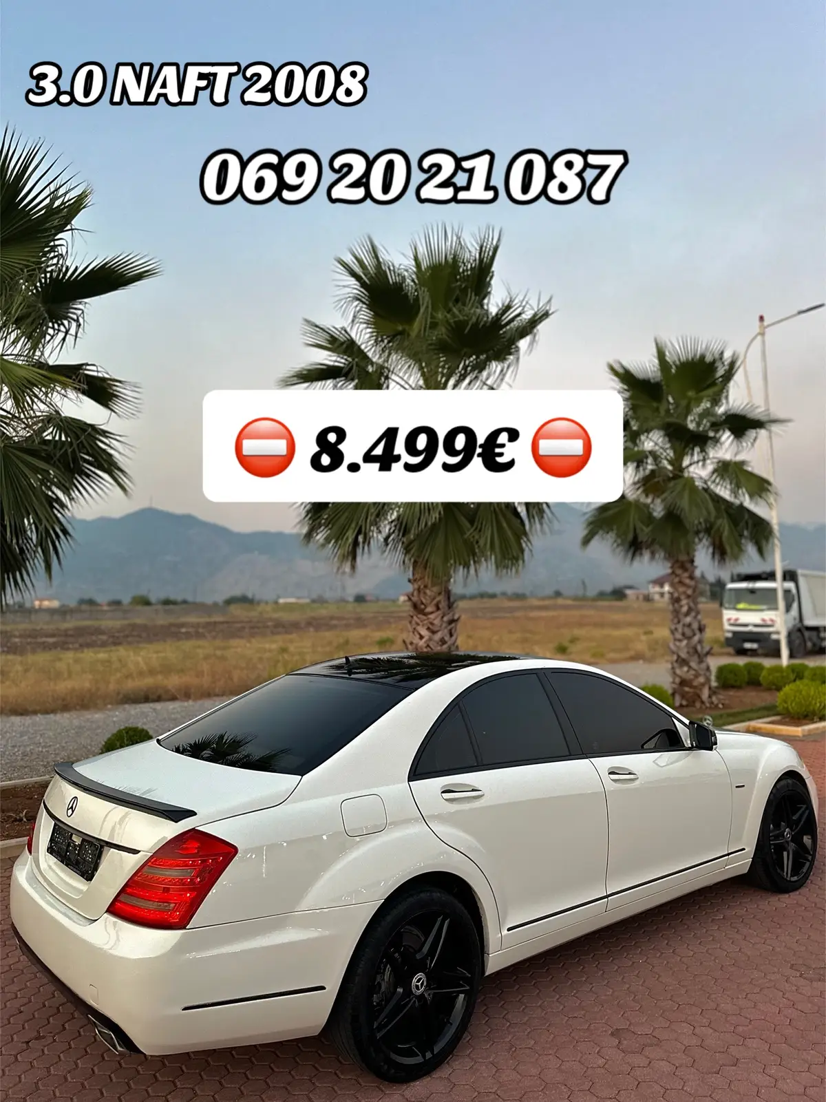 ▪️ SHITET: MERCEDES BENZ S320 PRESIDENCIAL ▪️ Modeli: S320 ▪️ Viti: 2008 look 2012 ▪️ Motorri: 3.0 NAFTE PA TAKS LUKSI ▪️ Karburanti: NAFT ▪️ Transmetuesi:  Automatic ▪️ Opsione  - Makina eshte ne gjendje perfekte motorrike xhenerike  - 250.000 km origjinale me tdrejt verifikimi - Makina esht me letra tpagume - Targ e personalizuar - Full Look 2012 brenda dhe jasht - Timon 2012 - Tapiceri bezh shum e paster  - F1 plus minus ne timon  - Perde origjinale mbrapa elektrike - Full option - Keyless go - Distronic mban distancen frenon vete - Active blind spot assist  - Sendilje ngrohje dhe ftohje para - Sendilje me memorie - Sendilje me ngrohje mbrapa - Kamera parkimi - Sistem muzike HARMAN KARDON - Timon me levizje elektrike - Sensor radarsh - Dyer me thithje - Auto hold - Hapje mbyllje bagazhit me buton - Sensor parkimi para mrapa - Disqe AMG - CD,AUX,BLUETOOTH,DVD, SD CARD - Navi me hartat e shqiperis - ESP - ABS - Drita automatike - Sensor shiu - Makina eshte ne gjendje 10/10 e gatshme per cfardo lloj prove nga ana juaj  - Makines i jan ber te gjith sherbime nuk ka nevoj per asnje gje  - Makin personale jo tregut - [ ] Cmimi:  8.500€  i diskutushem  📞 Kontakt: 069 20 21 087