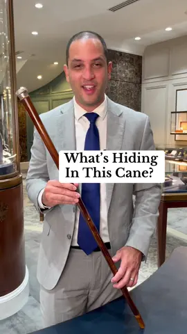 An architect's instruments are held within this handsome 19th-century system cane. The wooden shaft opens to reveal a compass, straight edge, letter opener and more. Finished with a silver Milord knob handle, the walking stick would have assured a well-heeled architect that all his tools were within arm's reach. #antique #antiquecanes #cane #walkingstick #architect #secretcomparment #antiquemarket #hiddencompartment #msrau 