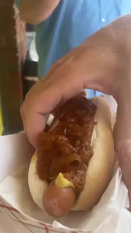 Trying some of devil dogs hotdogs! Starting with chili, hot onion, spicy brown! #foryou #hotdogs @Devil Dogs 
