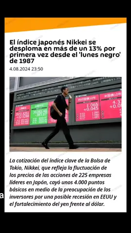 Toyota Motor registra un descenso del 11,31%, Honda Motor 11,89%, Mitsubishi Motors 9,61%, Nissan Motor 10,29%, Suzuki Motor 12,43%. La caída de las cotizaciones continúa tras el desplome del 2 de agosto, cuando el Nikkei cayó un 5,8% en el contexto de los débiles datos estadísticos sobre el estado de la industria estadounidense en julio. Entonces se convirtió en la segunda mayor caída en la historia de la bolsa, o sea, Nikkei solo cayó con más fuerza en octubre de 1987. Un factor de descenso de las cotizaciones es el fortalecimiento de la moneda nacional, que resulta poco favorable para los grandes exportadores. El 5 de agosto, la cotización está rondando los 143,85 yenes por dólar, que es el nivel más bajo desde mediados de enero. #Love #foryoupage #fypage #fyp #viral #viralvideo #foryourpage #fy #duet #fypシ゚viral #foryou #fypシ #fypage 