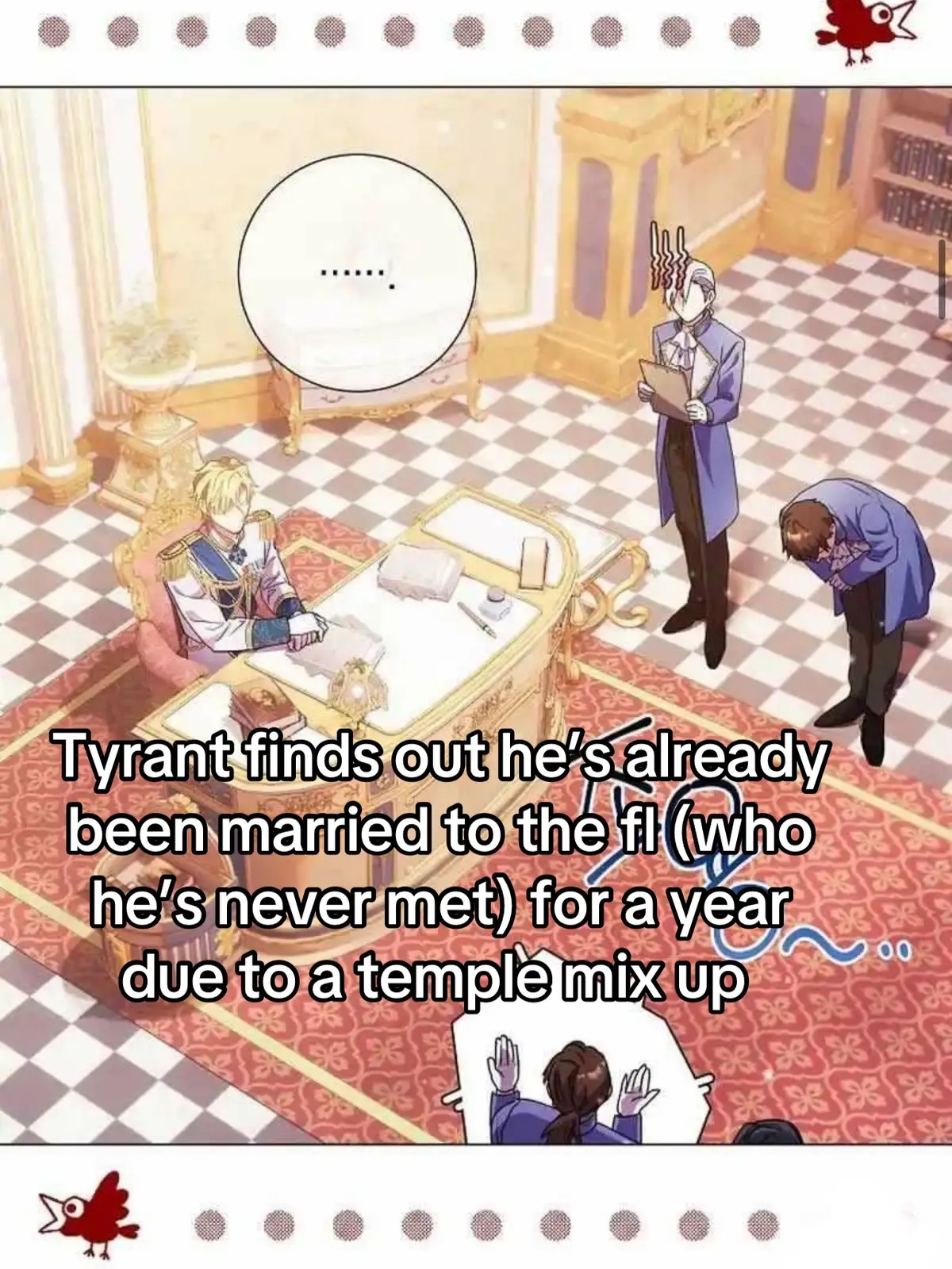 Its a new manhwa so there are only 11 chapters rn. I kinda like the emperor even though he seems kinda psycho there are no red flags so far. The fl is obsessed with getting married to a duke of the north (and she meets one in chapter 3) so i wonder who the ml will be. The fl is kinda iconic im excited to see what happens next. Summary: Ten years after the end of the territorial war that engulfed half the continent, a document with a seal of pure gold arrives at the estate of the war hero, Isaac Meserin. It’s a divorce decree from the Emperor addressed to his only daughter, Clicia Meserin, who isn’t even married yet. As if the sudden divorce wasn’t enough to drive her mad, she is ordered to be exiled for ten years according to imperial regulations! “Is everyone crazy? I haven’t even gotten married yet! What do you mean divorce!!!” She can’t let this slide, so she decides to go to the capital to set things straight! However, contrary to her confident initial plans, the situation keeps getting more complicated and entangled. Clicia barely arrives on time, but she is speechless. Not because the bank was closed or her black card was blocked. But because of the wanted posters plastered on both sides of the bank’s main entrance—dozens of them  How Can There be a Divorce When We Haven’t Even Married, Your Majesty? / 결혼도 안 했는데 무슨 이혼인가요 | 폐하 #howcantherebeadivorcewhenwehaventevenmarriedyourmajesty #manhwa #manhwareccomendation #romancemanwha #romancefantasymanwha #fypage #webtoon #webtoonrecommendation #romancemanga #romfan #romance #manhwaduke #dukeofthenorth #emperormanhwa #tyrantmanhwa #tyrant 