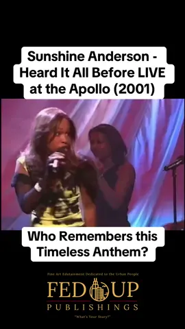 Sunshine Anderson’s live performance of “Heard It All Before” at the Apollo hits hard, delivering all the feels and streetwise honesty of R&B. #SunshineAnderson #LivePerformance #ApolloTheater #SoulMusic #HeartbreakAnthem #RnB #LiveMusic #2001Hits
