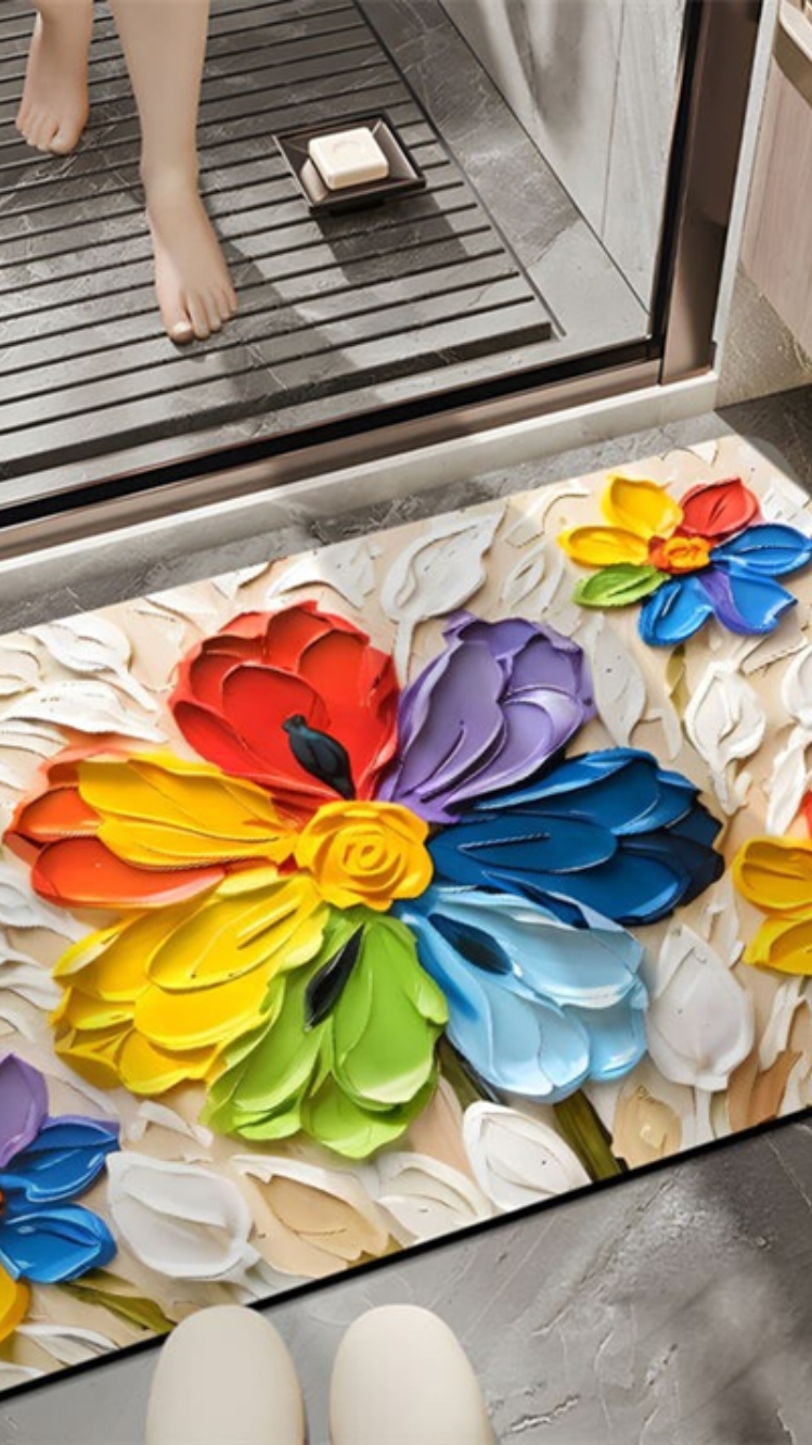 makapal na Diatomite Floor Mat #fyp #fypシ #fypシ゚viral #fypage #foryou #foryoupage #floormat #mat #doormat #3d #floral #coloful #diatomite #makapal #goodquality  #homedecor #household 
