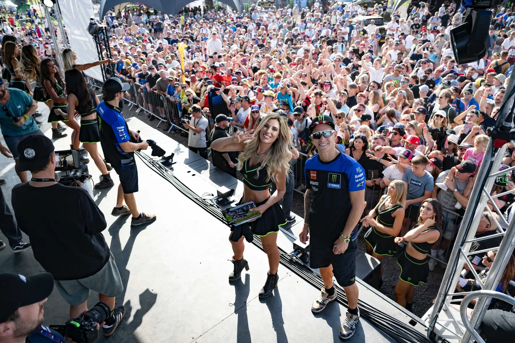 Friday evening at the British GP: partying with fans and the Monster Energy Girls at the @Monster Energy Rig event ✌️  #MonsterYamaha | #MotoGP | #BritishGP | #MonsterEnergy