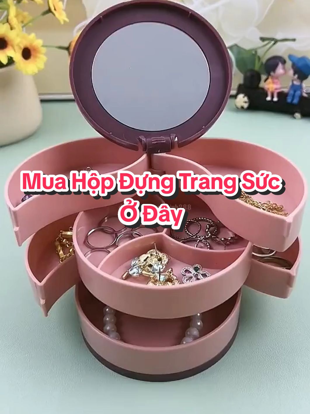 Trả lời @user802865536 Hộp đưng trang sức mini có gương tiện ích #hopdungtrangsuc #hopdungnutrang #dodungtienich #giadungtienich #xuhuong 