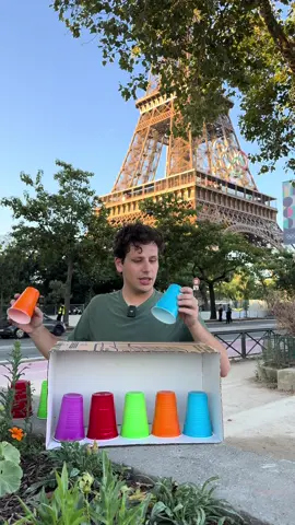 Matching cups at Paris’ most ICONIC locations 🤩🇫🇷🔥 #cupmatching #paris #challenge 