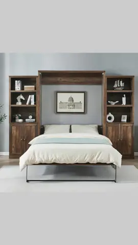 Queen  Size Murphy Wall Bed with 2 Side Cabinet Storage Shelf, Cabinet  Space-Saving Bed Perfect for Guest Room Bed Room Guest Room Home Office #wallbed #flowwalldesk #bedroomideas