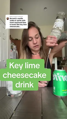 Replying to @Sara key lime cheesecake is an easy sweet / fruity drink you can make that tastes so good🥰 #keylimepie #vanillavodka #fruitydrink #bartender #drinkrecipe