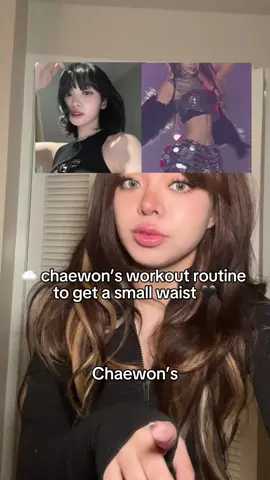 chaewon workout routine 🖤 i looked for chaewon’s workout routine so you don’t have to! chaewon revealed that her small waist is only 17 inches (along with sakura) SO I NEEDED THAT WORKOUT ROUTINE! every body is different of course keep that in mind 💗 i love trying out new kpop idol workouts!  #chaewon #lesserafim #lesserafimworkout #kpop #abworkout #fyp 