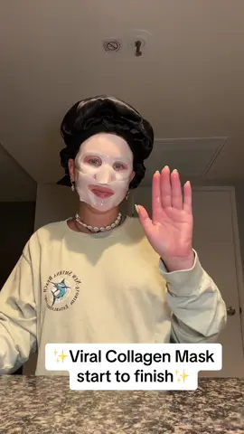 The mask definitely works better if you put it on like an hour or two before you go to sleep- as you can see mine definitely migrated while i was sleeping. However my skin still looks like glass & im obsessed with these masks #facemask #skin #glassskin #foryou 