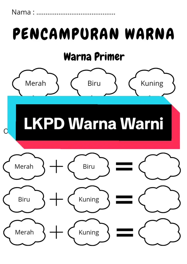 Belajar mengenal warna dengan LKPD yang mudah dipahami anak dan mencetak dalam satu lembar, lebih irit kan bun 🥰 #gurusd #guruberkreasi #siswasd #anakhebat #kurikulummerdeka #merdekabelajar #belajarasikdanseru #fypシ 