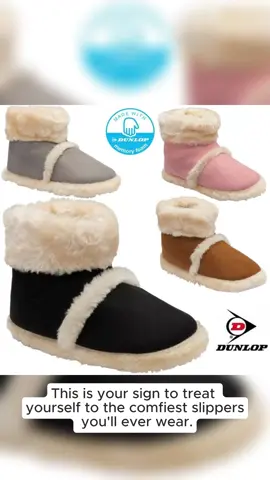 LADIES SLIPPERS WOMEN DUNLOP MEMORY FOAM FUR THERMAL ANKLE BOOTS WARM SHOES SIZE