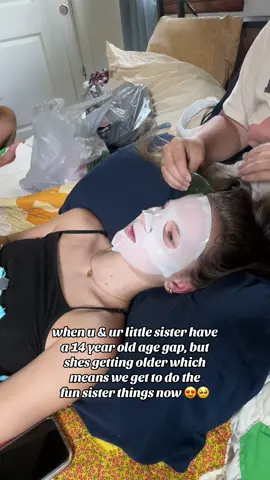 when i was younger i always wanted a sister close in age, imagine my surprise when my mom told me i was getting a sister at 14 😍  so cool to not only get a front row seat to her growing up but to experience all the sisterly things now as she is getting older 🥺❤️ love you @karleigh ❤️  #sisters #14yearagegap #facecare #skincare #facemasks #SelfCare #momtok #momof5 #littlesister 