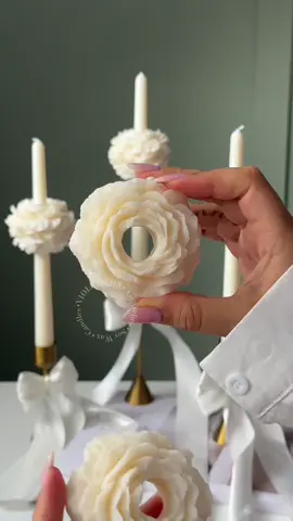 Peony Taper 🤍 #soywaxcandles #tapercandles #weddingcandles #handmadecandles 