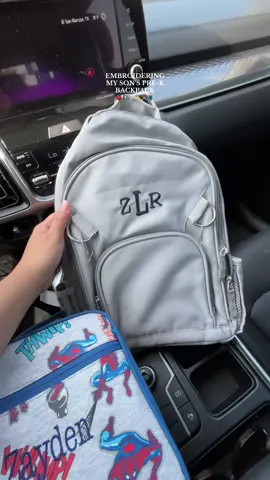 What do we think?? 🤩 I could’ve gotten the matching backpack with the lunchbox but I wanted to put use to the one he already had!! #prek#backpackideas#embroidering#embroidery#lidscustomzone#potterybarnkids#potterybarnlunchbox