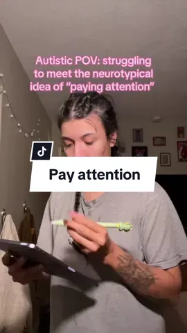 Can we please stop assuming the only way to pay attention is direct eye contact and not moving #autism #autistic #autistictok #autistictiktok #autistiktok #autismoftiktok #neurodivergent #neurodivergenttiktok #latediagnosedautistic #actuallyautistic #autisticadult #autisticcreator 