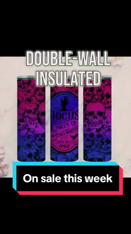 #tiktokshopbacktoschool hocus pocus tumblers starting at $15. These sublimation tumblers are double wall insulated and come with a lid and straw. Available In 20 or 30 ounce. #halloweencups #hocuspocuscup 