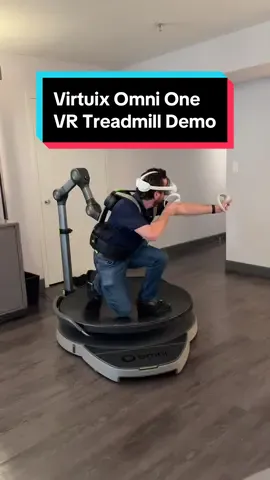 Duck, crouch, run, and jump— without hitting a wall 🙈 The Virtuix Omni One is available for pre-order for $2,595. It comes with the treadmill, overshoes, and headset with controllers. #vr #omnione #gaming #headset #videogames #Tech