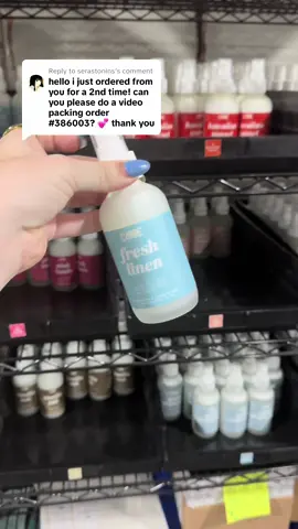 Replying to @serastonins let’s pack an order together 💕 this is her second order with us and she got so many good things i had to make a packing video #roomspray #homesmell #packingorders #carfreshener #freshsmells 