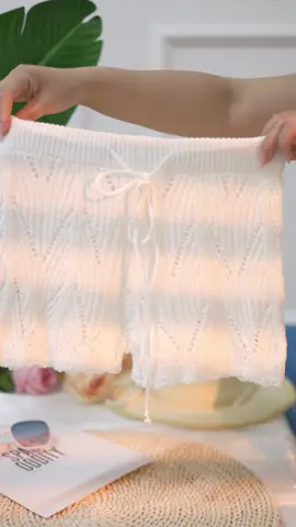 Popular spring and summer knitted beach shorts cover-up#Summer #seaside #shorts #swim 