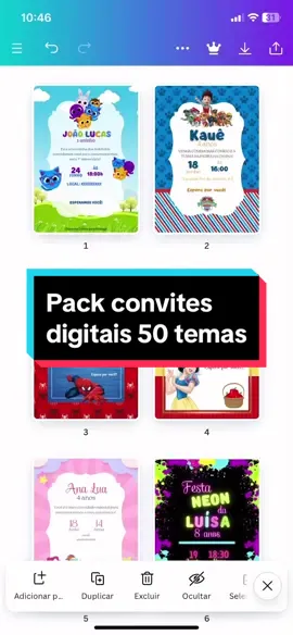 Mais um pack pra voces ❤️🫶🏼 #artetiktok #convitedigital #personalizados #canva #pack #DIY #festainfantil #fy 