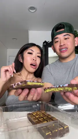 trying the viral dubai chocolate: pistachio and lotus cookie @David Ngo 