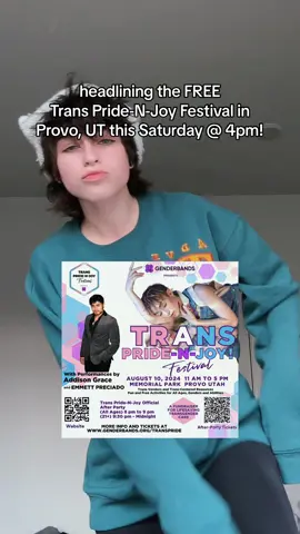 headlining the trans pride-n-joy festival THIS saturday at 4pm !!! come thru !! #trans #transpride #utah #lgbtq @Genderbands 