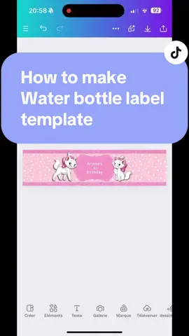 How to make water bottle label template using Canva #canva #canvatips #canvadesign #aristocats #aristocatstemplate #customwaterbottlelabel #waterbottlelabels #canvahacks #aristocatstheme 