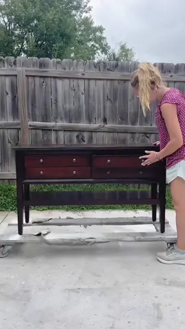 Sideboard Makeover DETAILS👇🏽 Who knew such GORGEOUS woodgrain was hiding under that dark stain?! Unfortunately, this beautiful sideboard (console? buffet? entry table? 😂🤦🏼‍♀️) had so many different wood tones, including red undertones. So, after stripping the old finish, I did a very light paintwash to try to blend and neutralize the differing wood tones. I know the Internet is going to come after me for putting paint on that gorgeous grain, but I didn’t cover it at all. I just toned it down a little. 