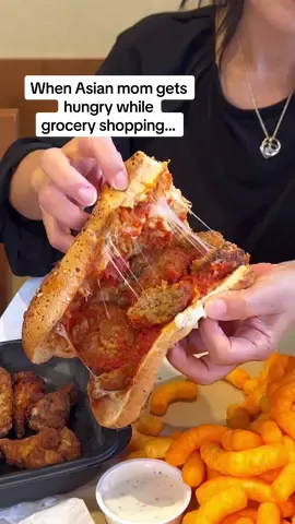 When Asian mom gets hungry while grocery shopping… #food #eating #mukbang #wings #ranch #cake #meatballs #sandwich 