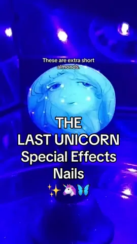 Also the soundtrack to this is so good 😭😭😭 #pressonnails #thelastunicorn #ladyamalthea #unicorn #glow #glowinthedark #nostalgia #movies #nailart #80smovies 
