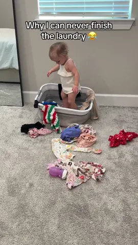 The best helper 😂 always getting into my laundry piles #comedy #baby #laundry #mom #motherhood #family #cute 