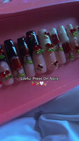🍒 Cherry nails for the win! Cant wait to put these one😍  #nails #lovfulnails #lovful #pressonnails #pressons #fyp @LOVFUL 