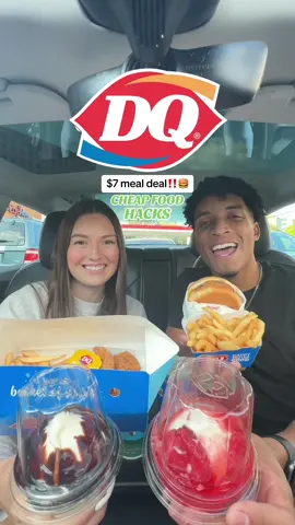 $7 MEAL DEAL @Dairy Queen‼️🍔🍨🤑 #dairyqueen #nateandsaraheats #mealdeals #cheapfoodhacks #affordablefood ##budgetfood#cheapfood #foodhacks #mealdeal #feedthefamily #feedthefamilyforless #foodhack #dairyqueenblizzard #dairyqueensundae #dairyqueensecretmenu 