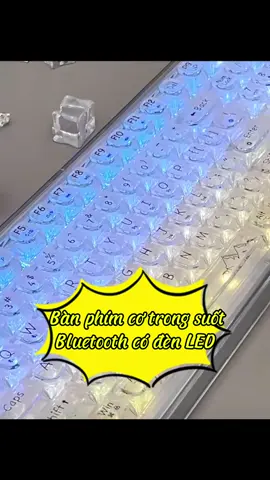 Bàn phím cơ trong suốt không dây, Bluetooth có đèn LED ##tienichhangdau##banphimco##giadungthongminh##giadungtienich