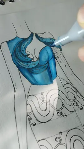Dress illustration 🌊 #illustrationartist #fashiontutorial #tutorial #tutorial #urkawayillustration #kawayillustration #fypシ #fyp #foryoupage #tiktok #fashiondesign #illustratortutorial #illustration #designs #fashion #fashiontiktok 