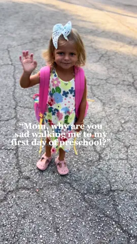 The little independent walk to her first day of full time preschool hit my heart🥹  #sahm #youngmom #preschool #fyp #backtoschoolcheck #toddlermom #girlmom #preschoolhair #preschoolmom 