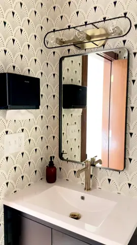 I’m not the attic, I’m not the basement. I’m right where you live. I’m very demure ✨ #modernbathroomdesign #smallbathroomideas #bathroommakeover #wallpaper #smallbathroomdesign #bathroomdesign 