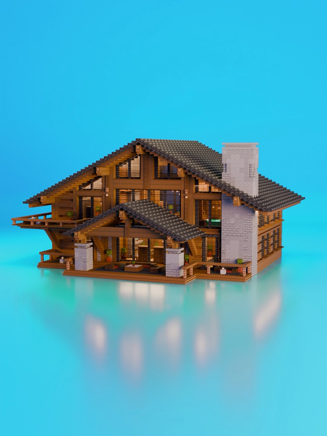 Build it! (Timberline Log Cabin) - link in bio! The 3D Guide is online and has a materials list included. No mods or addons are required! 📥Included downloads: Java / Bedrock world and Schematic. #Minecraft#charliecustardbuilds