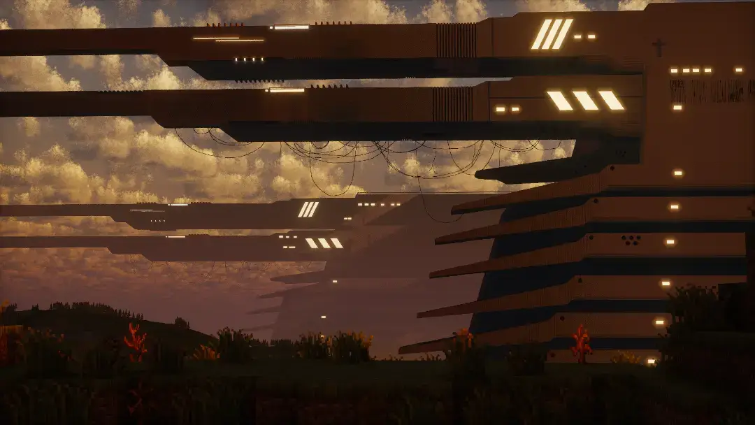 another minecraft megastructure that i built. turned out super cool ! the reference image is an artwork created by chris karnezis, which a friend sent to me but you can find them on artstation with loads of other pieces of art@chriskarnezis  i didn't render or photoshop the image, it's all achieved through minecraft. the further structure is around 5000 blocks away/350+ chunks away. bigger doesn't always equal better but i've been getting a lot of enjoyment recently out of supermassive builds & it's been good practise for large terrain projects. maybe i'll do another cyberpunk or neon genesis evangelion build soon as i'm doing a lot of megastructures & don't wanna oversaturate it. not too sure yet though. i also appreciate everyone tagging me in all of the posts featuring cool art, concepts, designs, etc. it's really helped motivate me to build more & go out of my way to find some really interesting artists & art itself shaders are photon #minecraftbuilds #mcbuilding #minecraftbuilding #minecraftbuild #mcbuilder #mcbuilds #mc #minecraftbuilder #Minecraft #fyp #foryoupage 