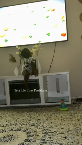 Aa’Qil Was Training For The Toddler Olympics: Mount TV Stand!🤣🤣 He Inspired The Upgrade! #foryoupage #interiordesign #livibgroomideas #floatingtvstand #tvframe #terrible2s #climbingtoddler 