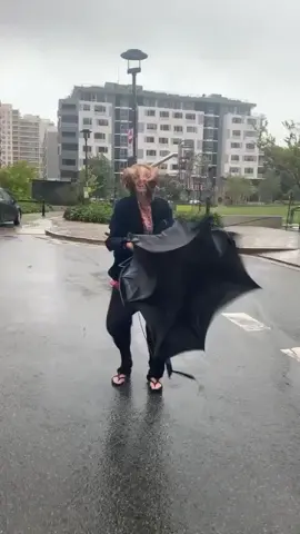 She Opened Her Umbrella In Strong Wind 😳