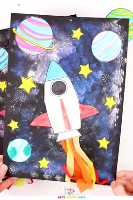 🌌✨ Blast off into creativity with this fun Space Art Project for kids! 🚀🎨 Watch as little artists explore the universe through vibrant colors, fun painting techniques and simple 3D effects 🌟🪐 #KidsArt #SpaceProject #CreativeKids #ArtFun #kidscrafts #artycraftykids 