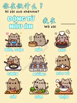 Từ vựng tiếng Hoa về động từ nấu ăn. #dongtutiengtrung #tuvungtiengtrung #tuhoctiengtrung #tuhoctienghoa #tuvunghinhanh #hoctuvungquahinhanh #dongtunauan #tuvungnauan 
