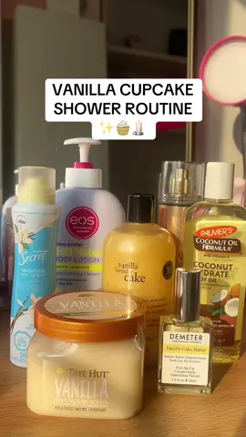 Perfect shower routine to smell like a vanilla cupcake🧁 Don’t try if you dont want to smell like vanilla 😆💗 #vanilla #showerroutine #vanillaperfume #scentlayering #creatorsearchinsights #vanillashoweroutine 