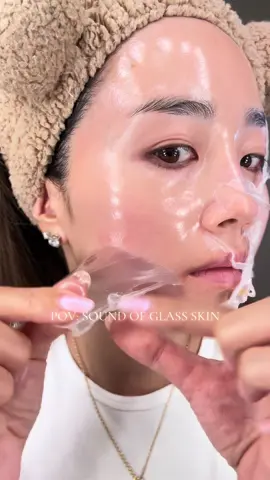 If glass skin had a sound🥺 @medicube_us collagen mask🩷 #asmr #glassskin #glass #sound #dewyskin #collagenmask #shedding #peeloffmask #collagen #antiaging 
